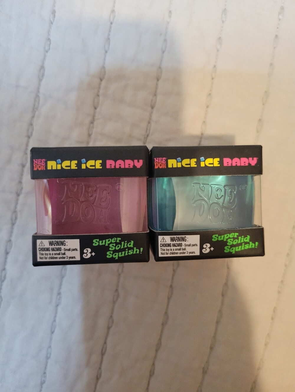 Needoh Nice Ice Baby Super Solid Squish! - Pink and Teal Set Of 2